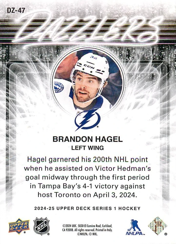 2024-25 UD Series 1 - Brandon Hagel - Dazzlers Blue #DZ-47