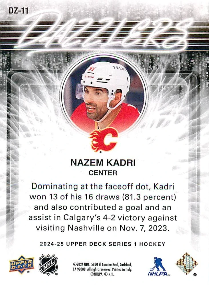 2024-25 UD Series 1 - Nazem Kadri - Dazzlers Blue #DZ-11