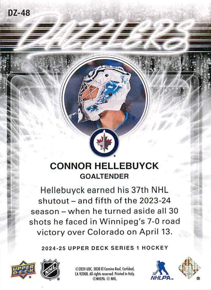 2024-25 UD Series 1 - Connor Hellebuyck - Dazzlers Blue #DZ-48