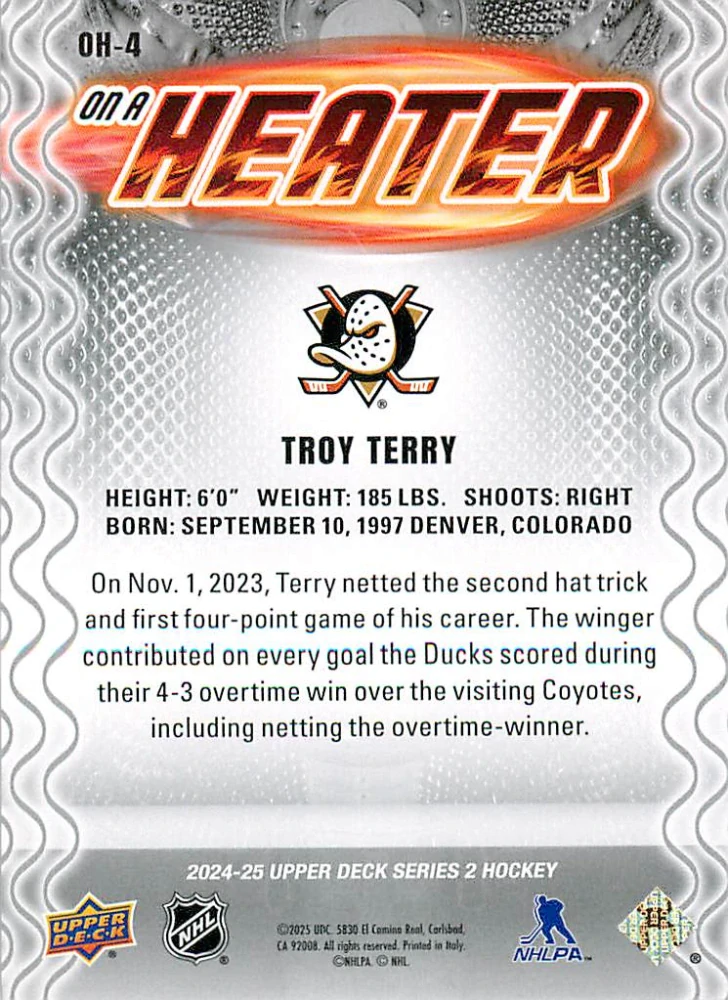 2024-25 UD Series 2 - Troy Terry - On A Heater #OH-4