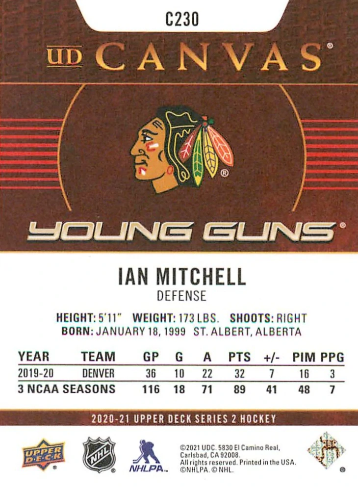 2020-21 UD Series 2 - Ian Mitchell - Young Guns Canvas #C230