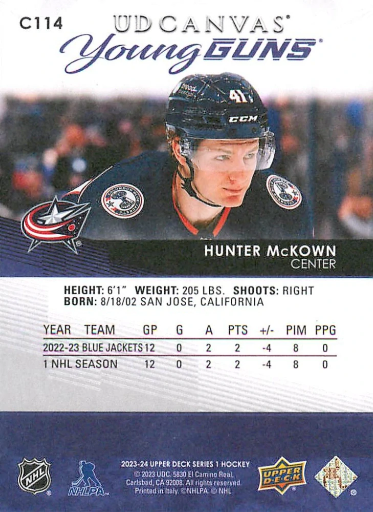 2023-24 UD Series 1 - Hunter McKown - Young Guns Canvas #C114