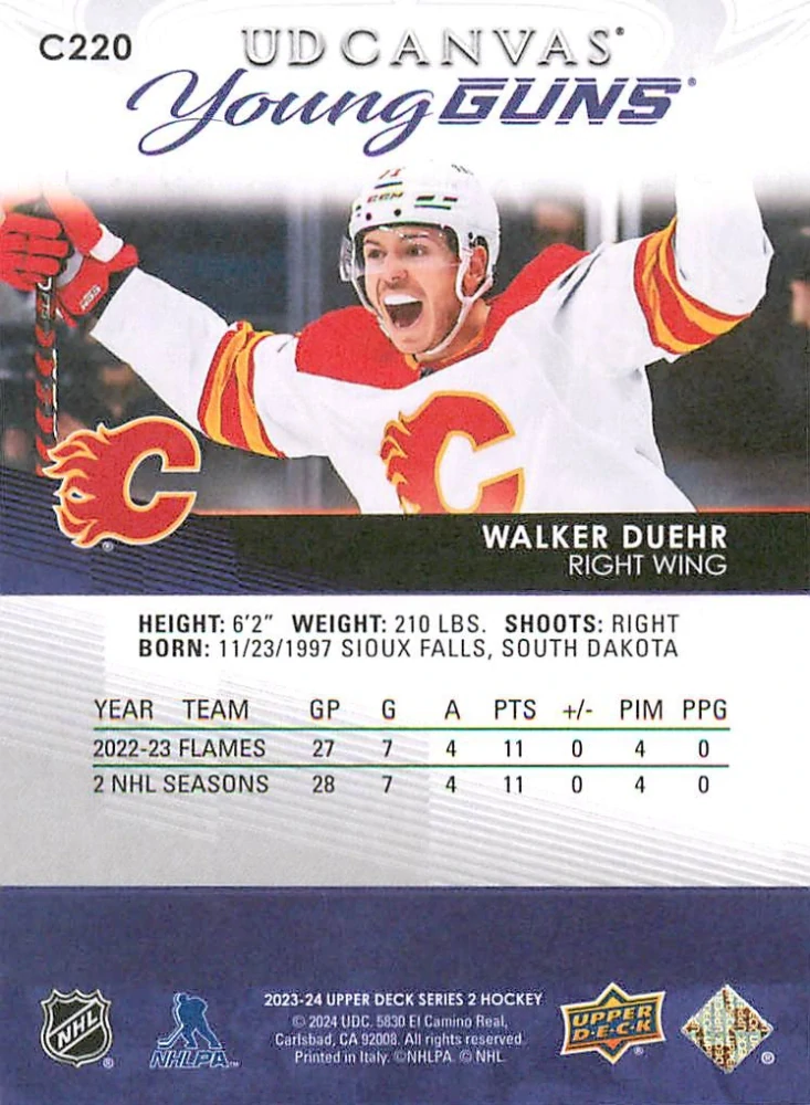 2023-24 UD Series 2 - Walker Duehr - Young Guns Canvas #C220