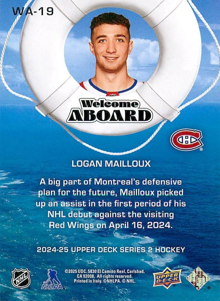 2024-25 UD Series 2 - Logan Mailloux - Welcome Aboard #WA-19