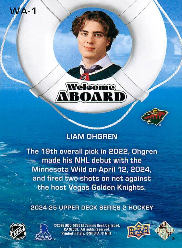 2024-25 UD Series 2 - Liam Ohgren - Welcome Aboard #WA-1