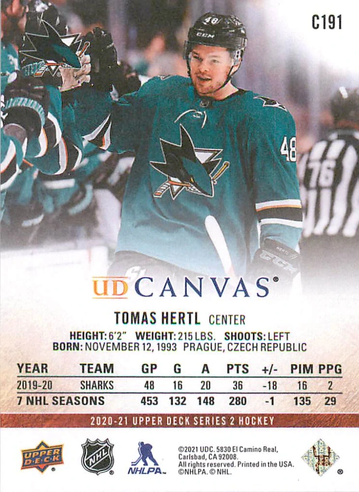 2020-21 UD Series 2 - Tomáš Hertl - Canvas #C191