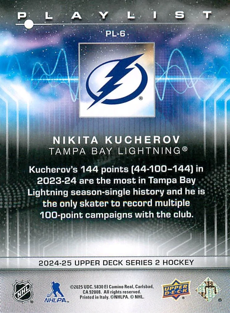 2024-25 UD Series 2 - Nikita Kucherov - Playlist #PL-6