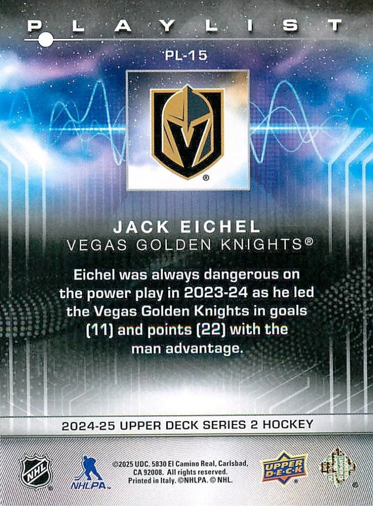 2024-25 UD Series 2 - Jack Eichel - Playlist #PL-15