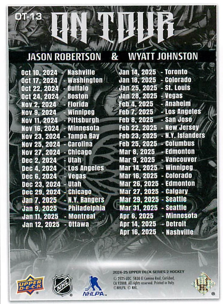 2024-25 UD Series 2 - Jason Robertson, Wyatt Johnston - On Tour #OT-13