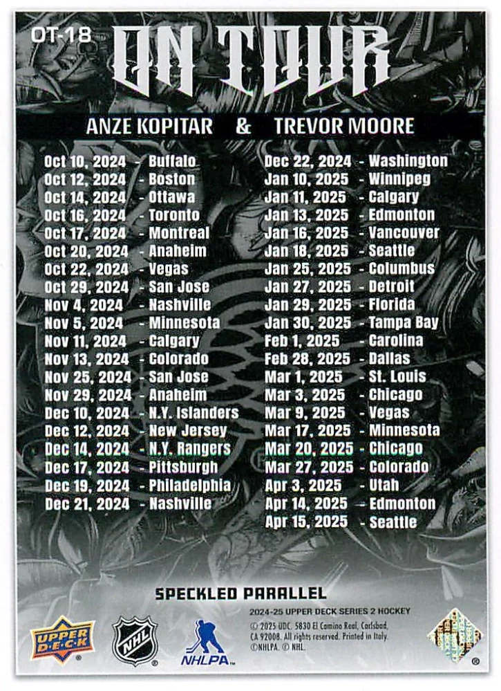 2024-25 UD Series 2 - Anze Kopitar, Trevor Moore - On Tour Speckled #OT-18
