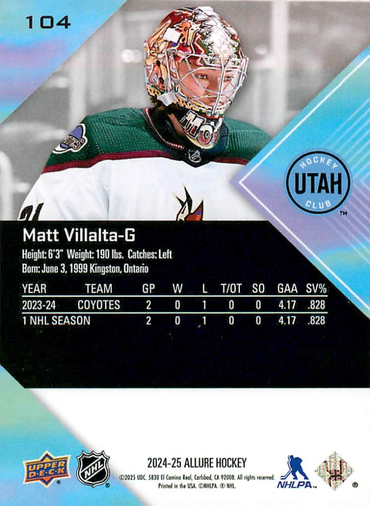 2024-25 UD Allure - Matt Villalta - Rookie #104