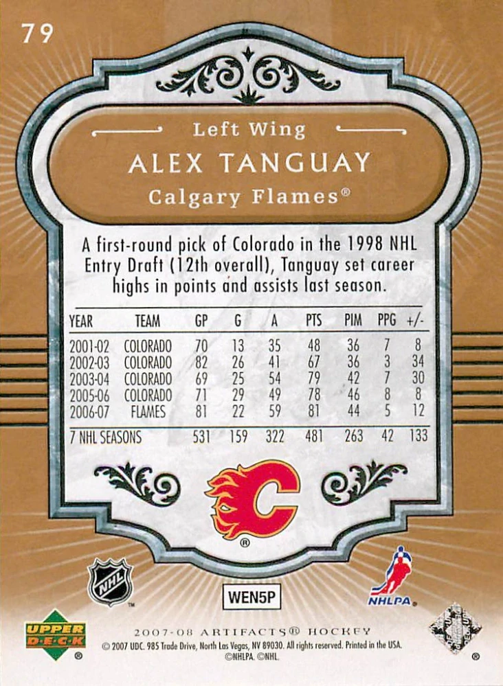 2007-08 UD Artifacts - Alex Tanguay #79