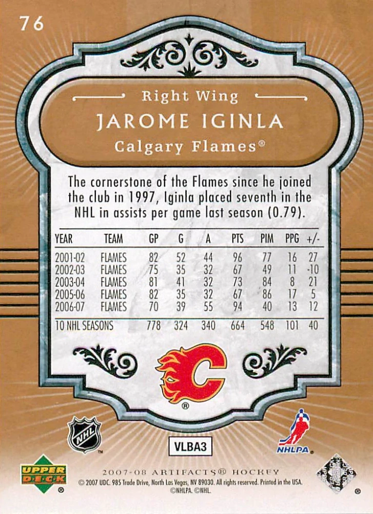 2007-08 UD Artifacts - Jarome Iginla #76