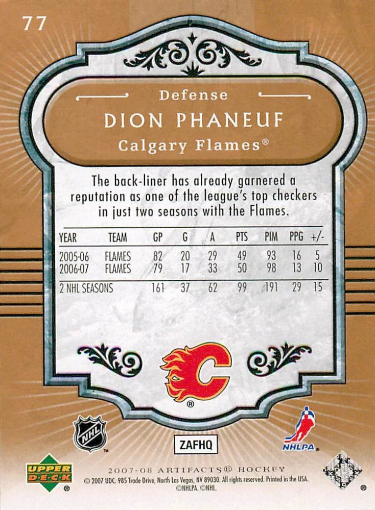 2007-08 UD Artifacts - Dion Phaneuf #77