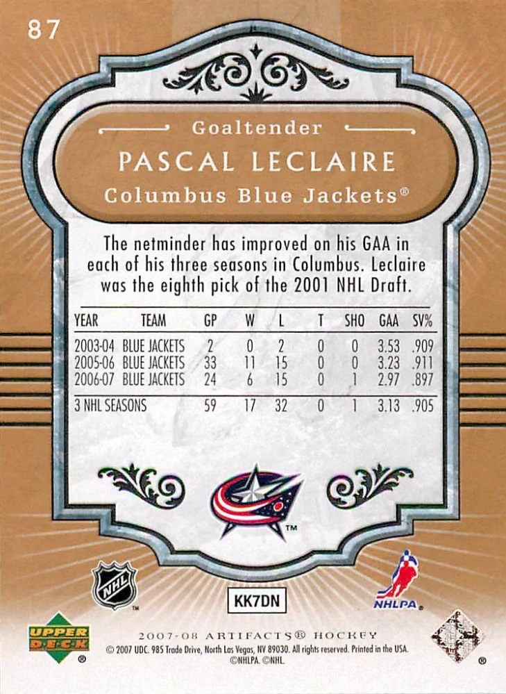 2007-08 UD Artifacts - Pascal Leclaire #87
