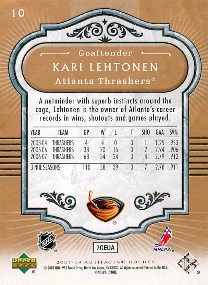 2007-08 UD Artifacts - Kari Lehtonen #10