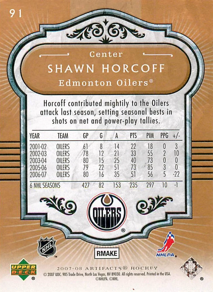 2007-08 UD Artifacts - Shawn Horcoff #91