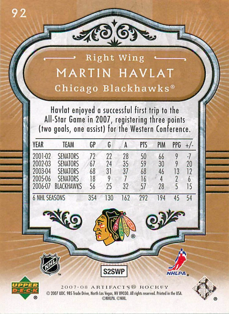 2007-08 UD Artifacts - Martin Havlát #92