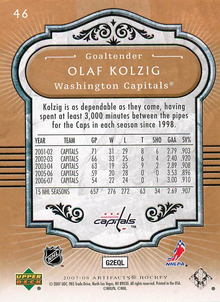 2007-08 UD Artifacts - Olaf Kolzig #46