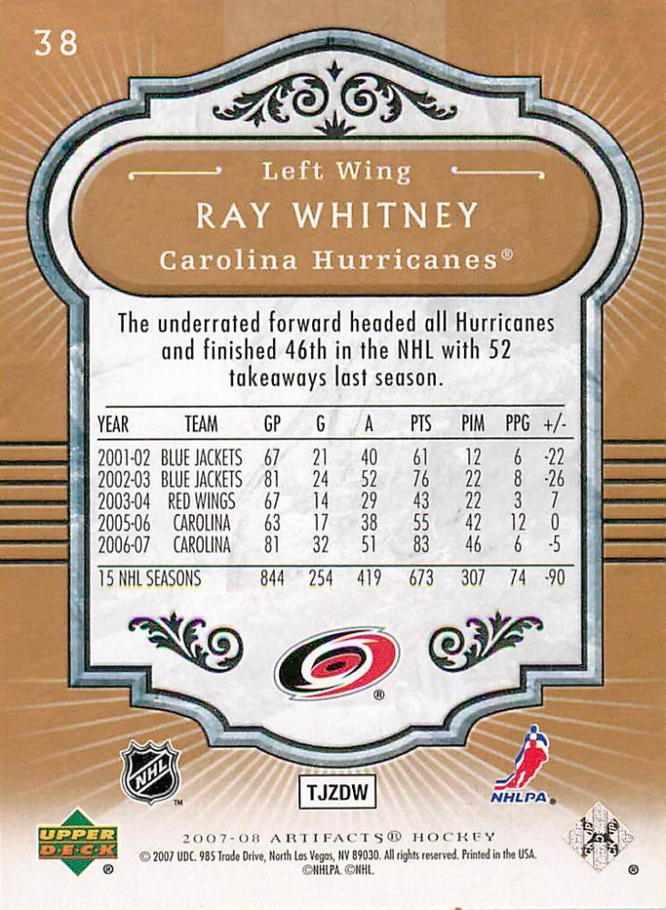 2007-08 UD Artifacts - Ray Whitney #38