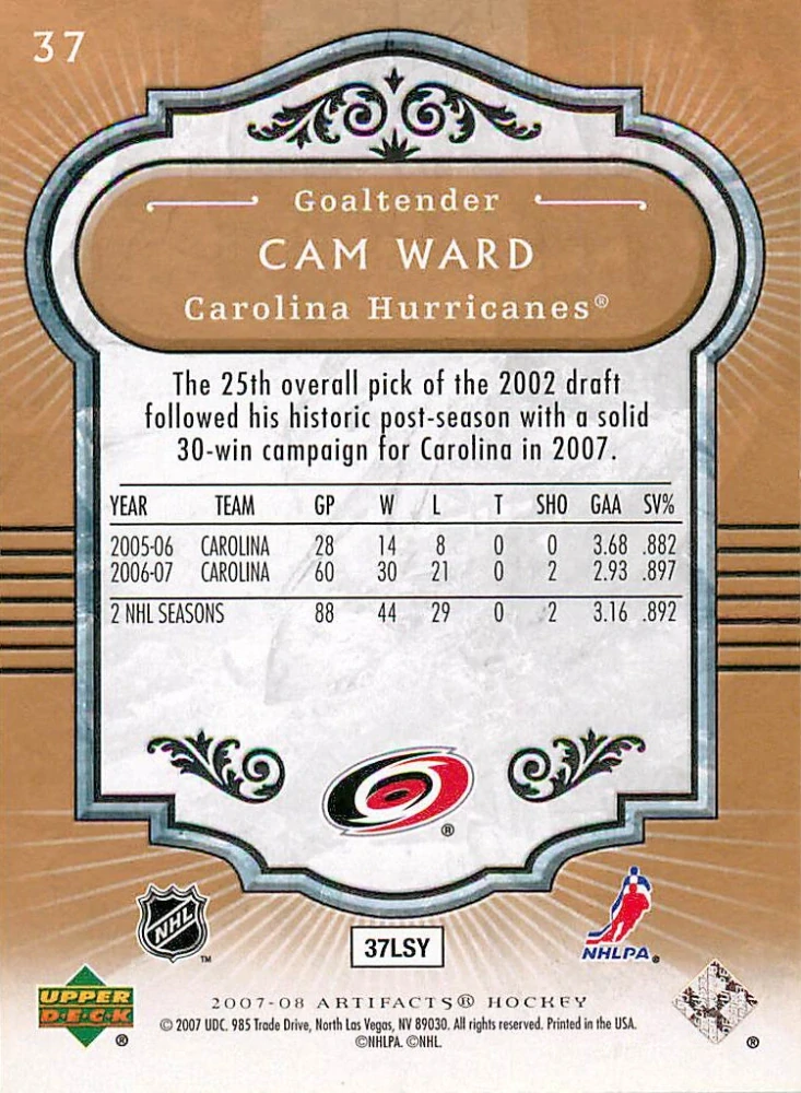 2007-08 UD Artifacts - Cam Ward #37