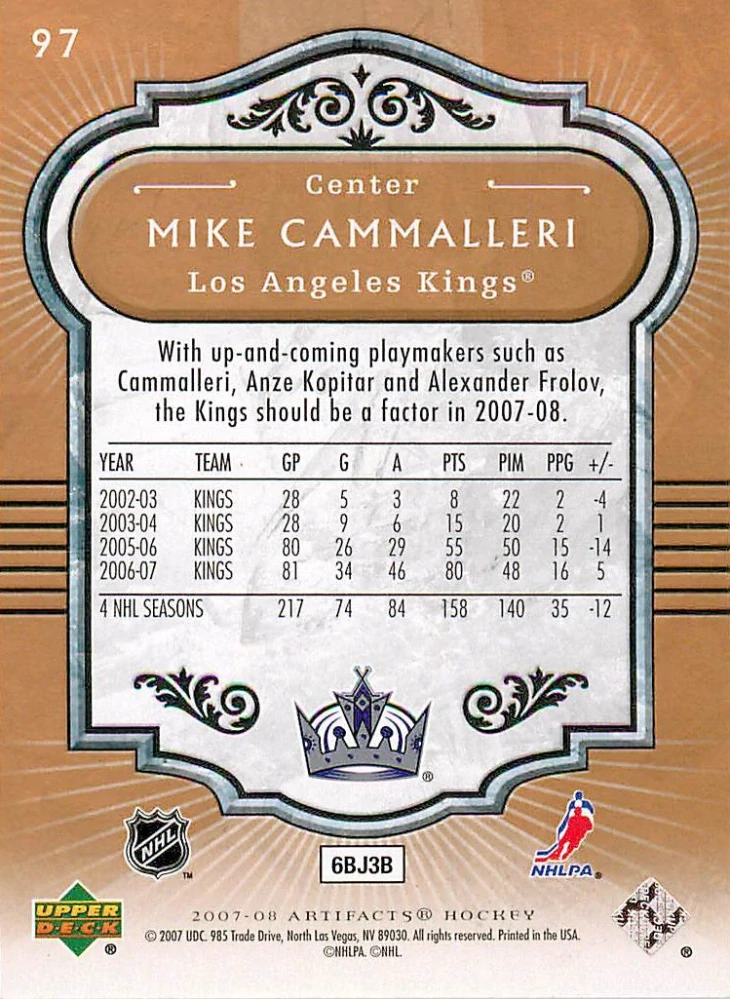 2007-08 UD Artifacts - Mike Cammalleri #97