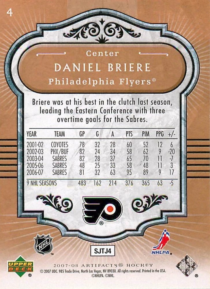 2007-08 UD Artifacts - Daniel Briere #4