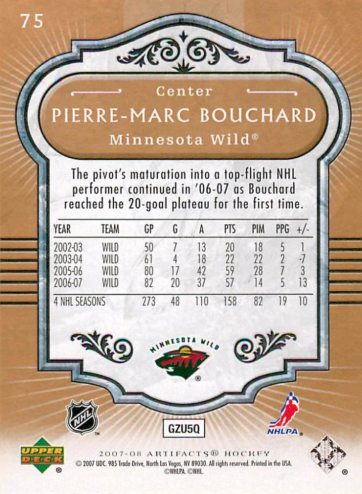 2007-08 UD Artifacts - Pierre-Marc Bouchard #75