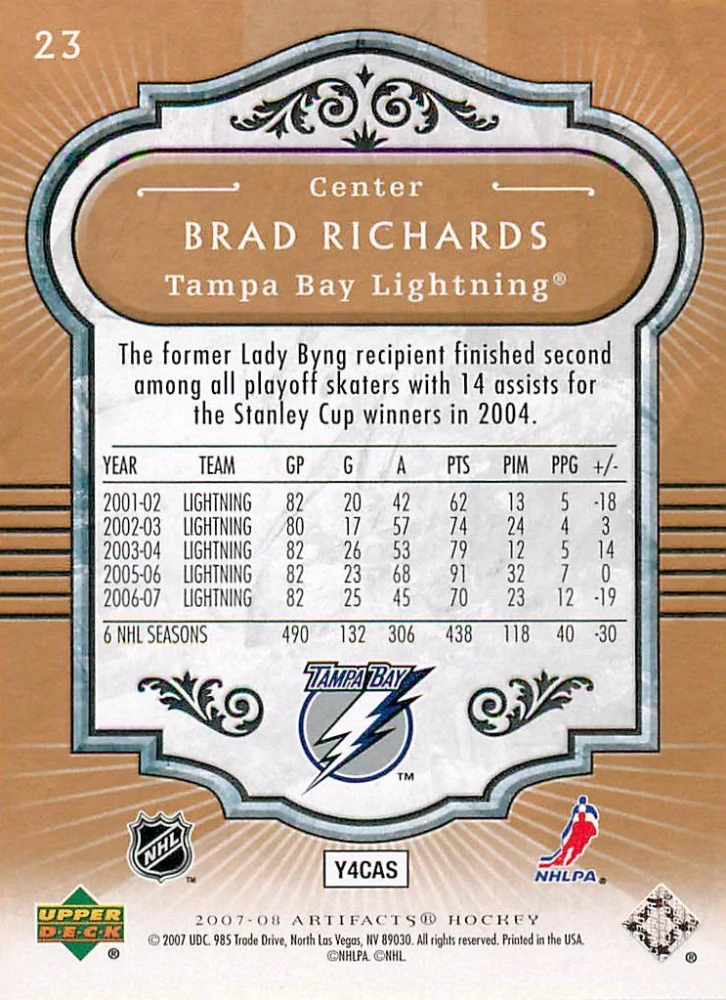 2007-08 UD Artifacts - Brad Richards #23