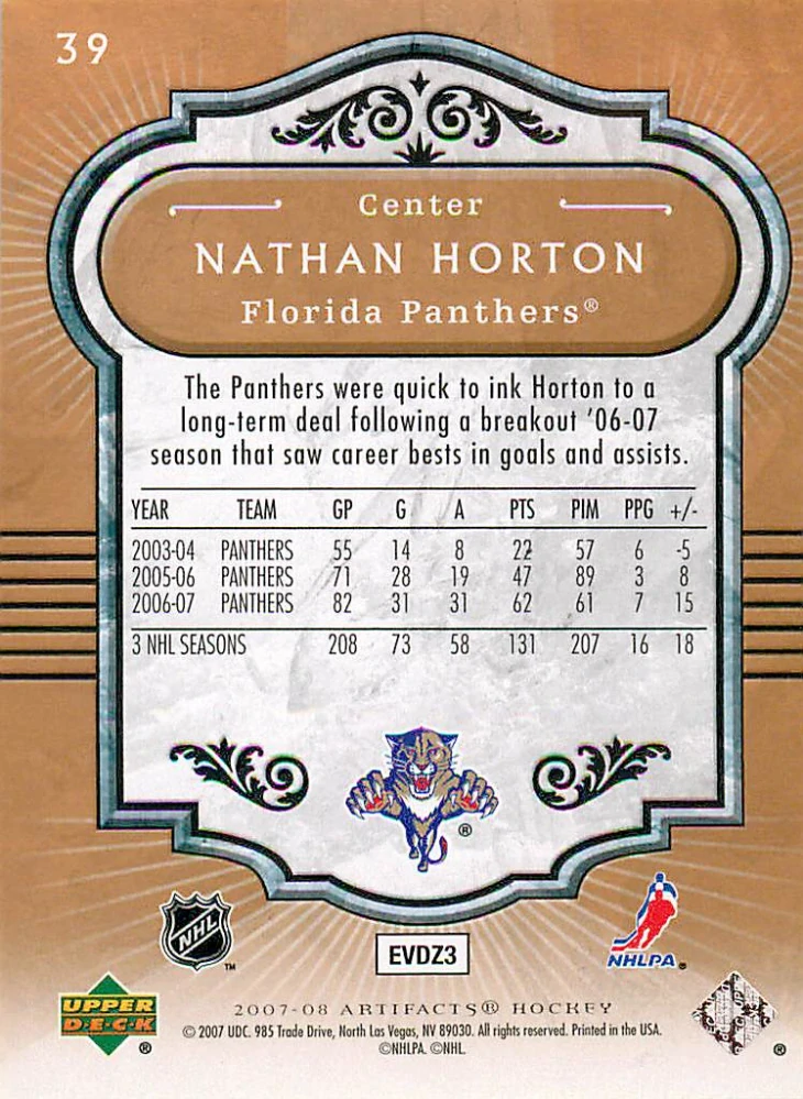 2007-08 UD Artifacts - Nathan Horton #39