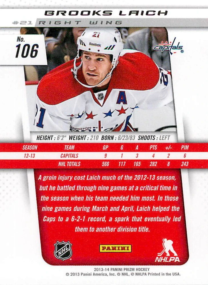 2013-14 Panini Prizm - Brooks Laich #106