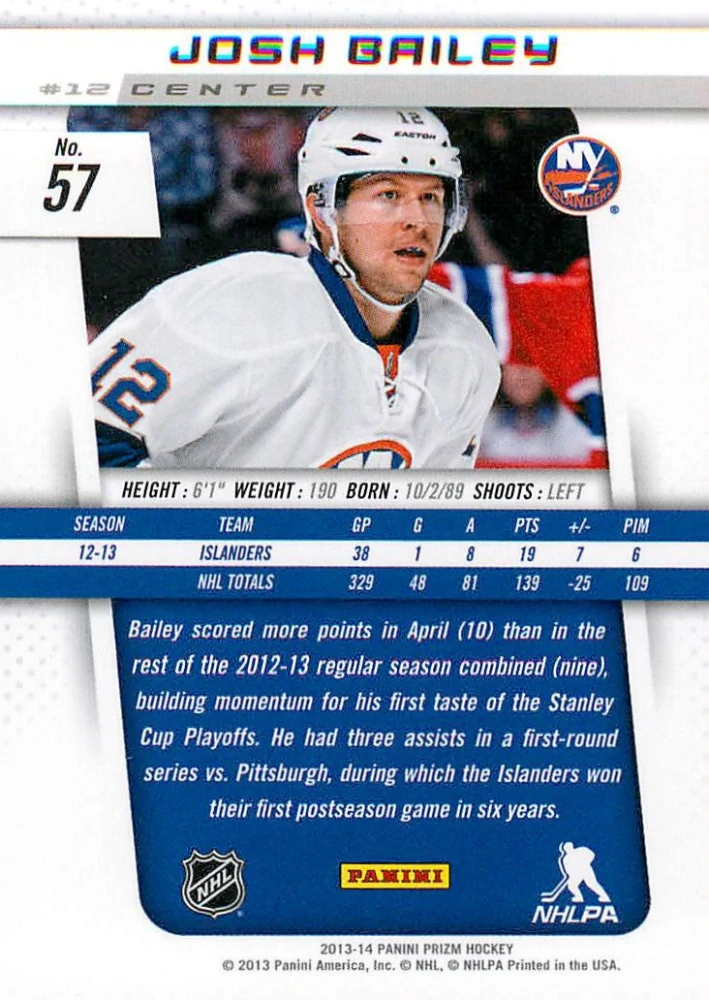 2013-14 Panini Prizm - Josh Bailey #57