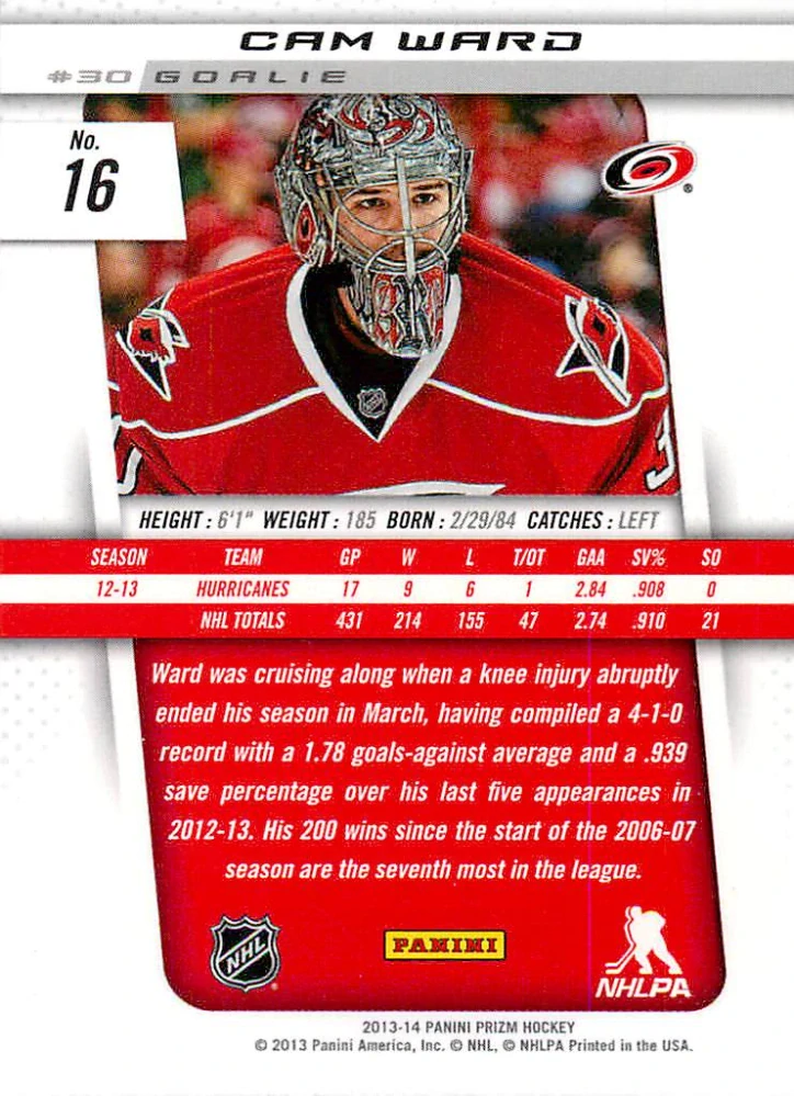 2013-14 Panini Prizm - Cam Ward #16