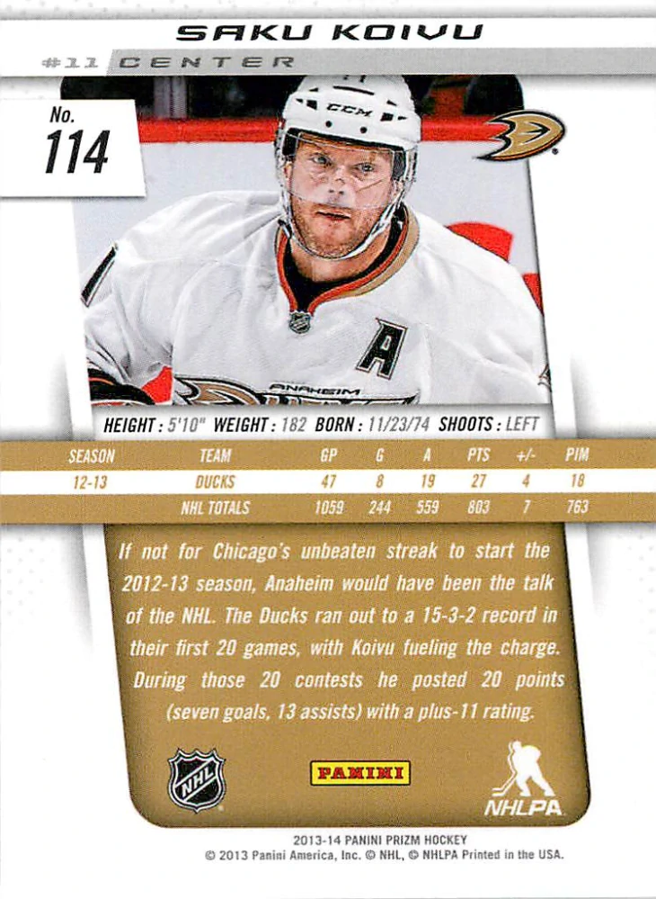2013-14 Panini Prizm - Saku Koivu #114