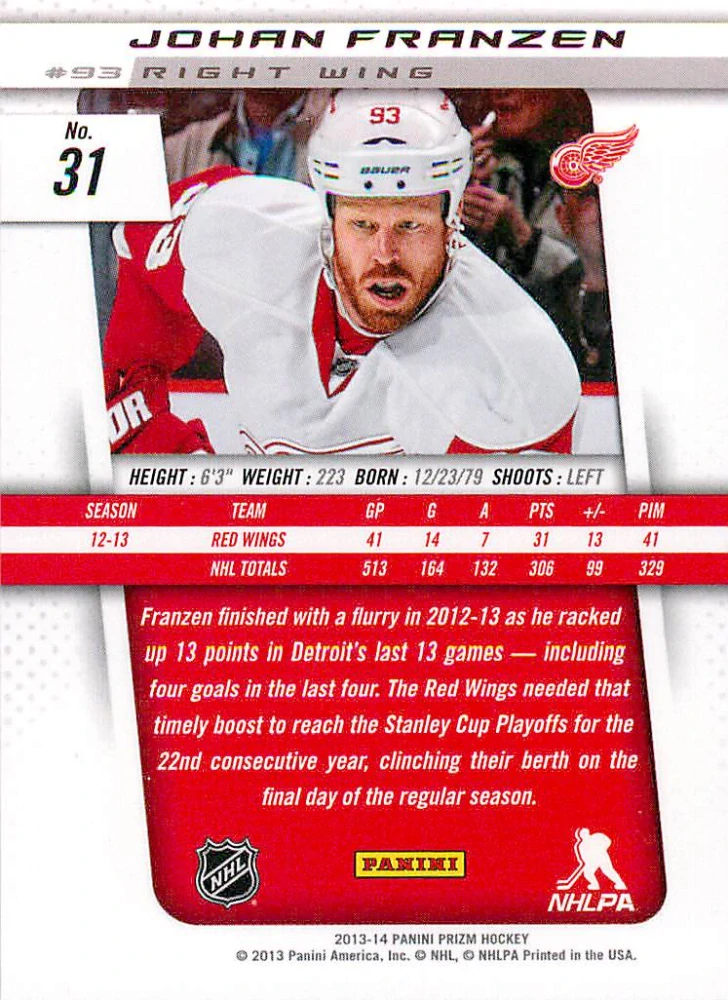 2013-14 Panini Prizm - Johan Franzen #31