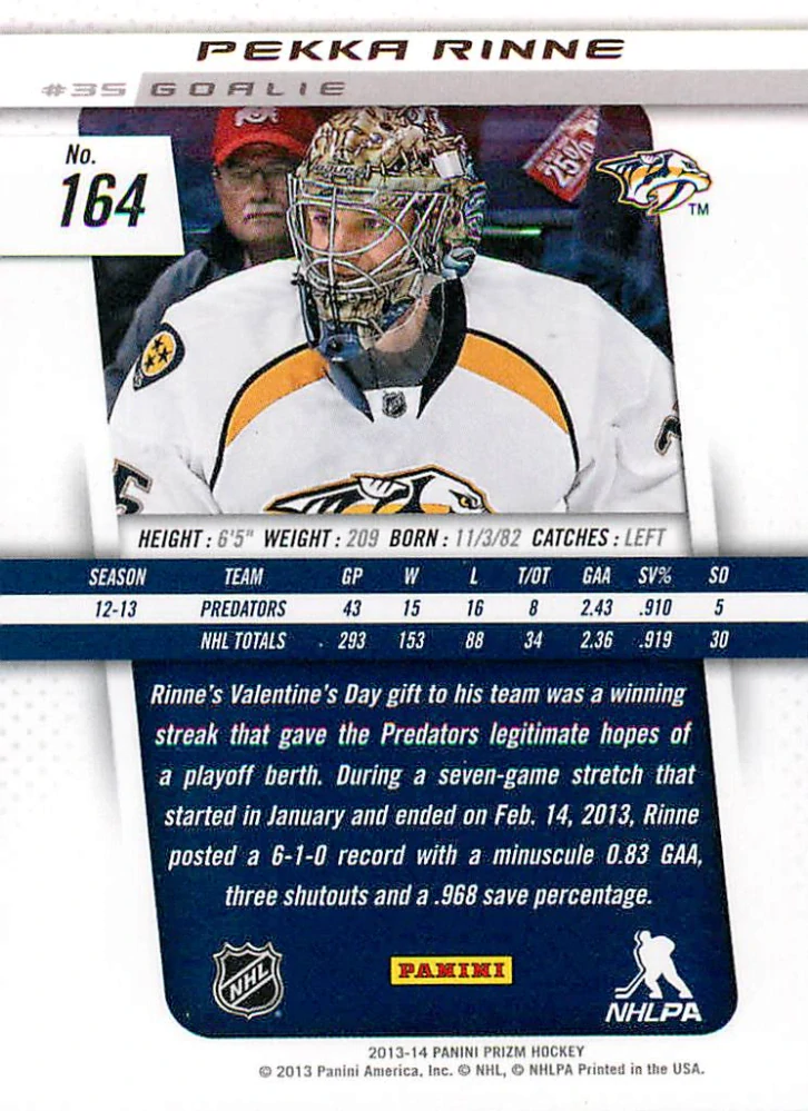 2013-14 Panini Prizm - Pekka Rinne #164
