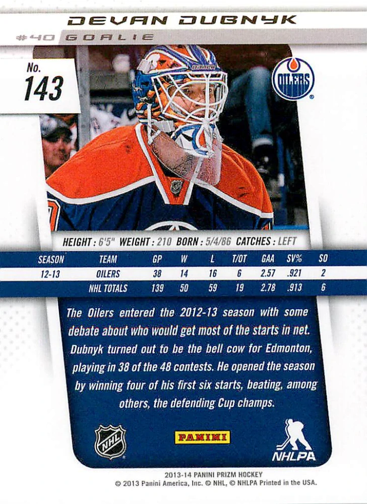 2013-14 Panini Prizm - Devan Dubnyk #143