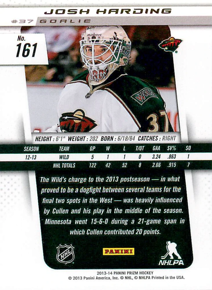 2013-14 Panini Prizm - Josh Harding #161