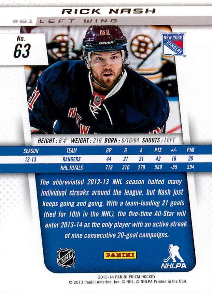 2013-14 Panini Prizm - Rick Nash #63