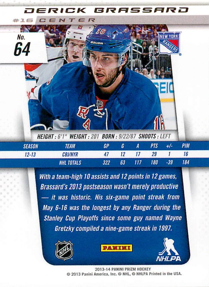 2013-14 Panini Prizm - Derick Brassard #64