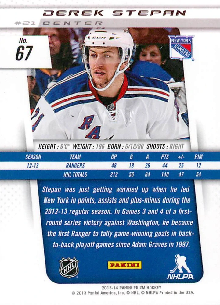 2013-14 Panini Prizm - Derek Stepan #67
