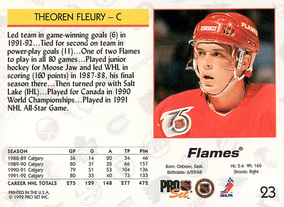 1992-93 Pro Set - Theoren Fleury #23