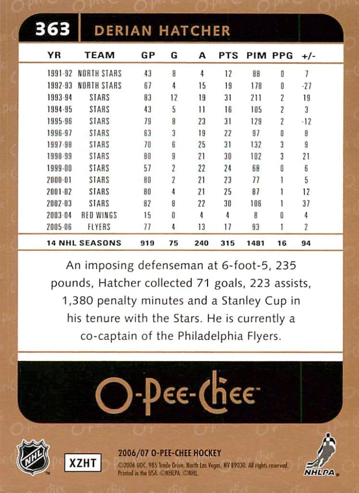 2006-07 UD O-Pee-Chee - Derian Hatcher #363