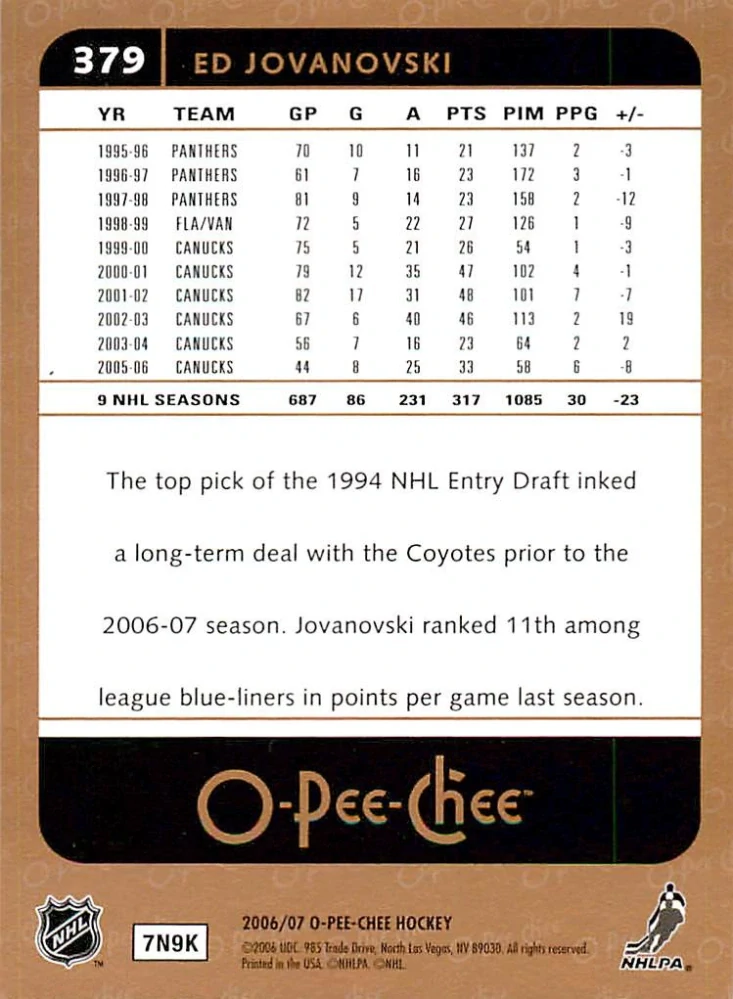 2006-07 UD O-Pee-Chee - Ed Jovanovski #379