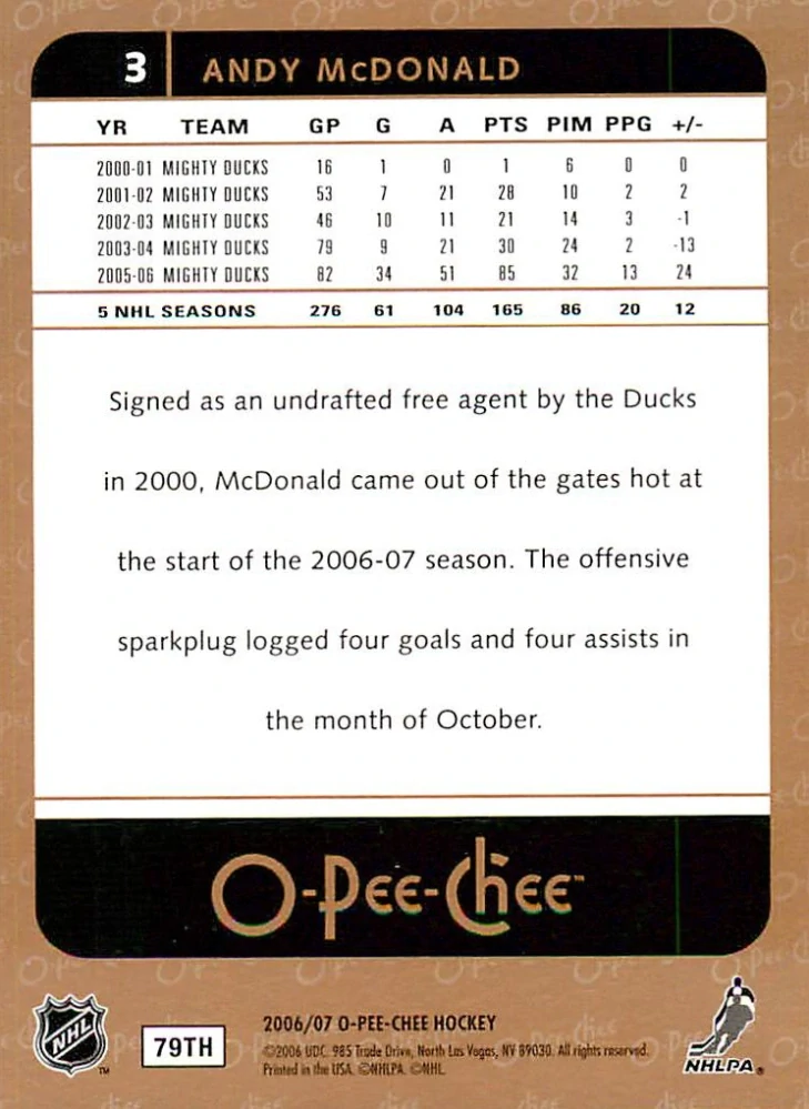 2006-07 UD O-Pee-Chee - Andy McDonald #3