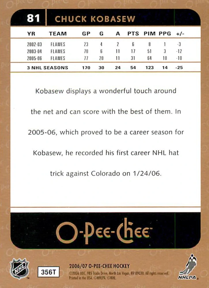 2006-07 UD O-Pee-Chee - Chuck Kobasew #81
