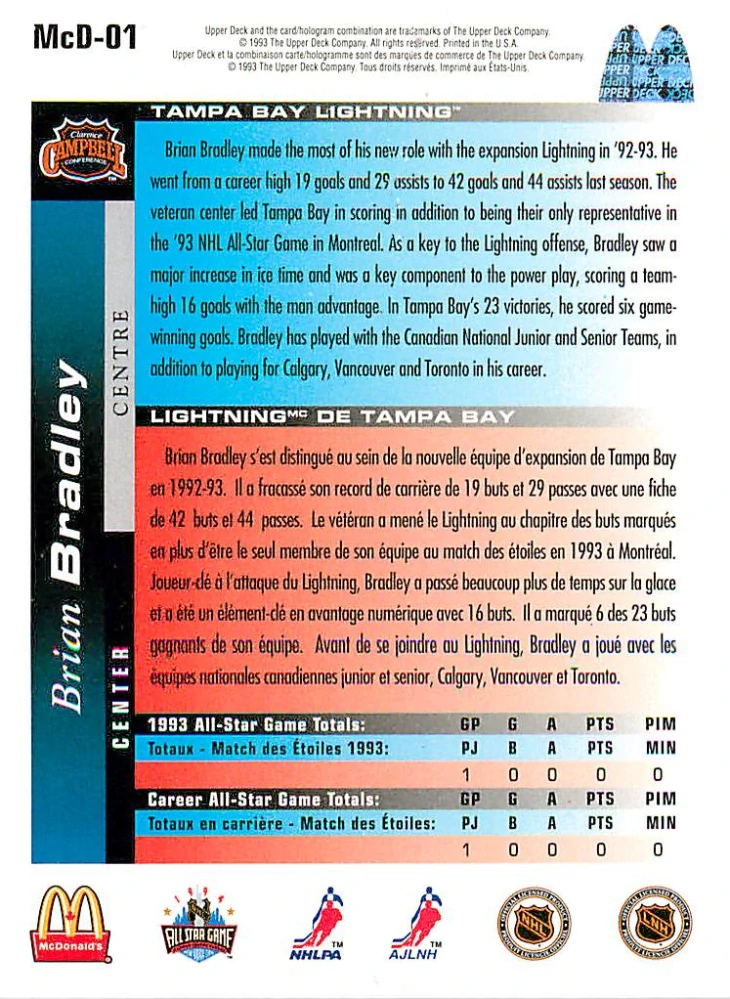 1993-94 UD McDonald's - Brian Bradley #McD-01