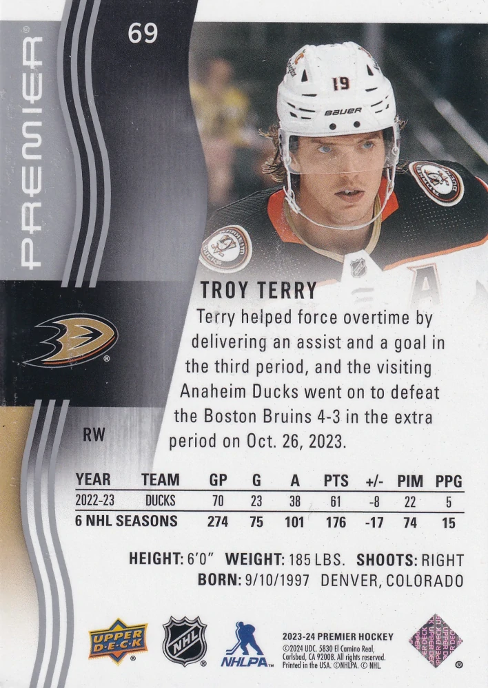 2023-24 UD Premier - Troy Terry /299 #69