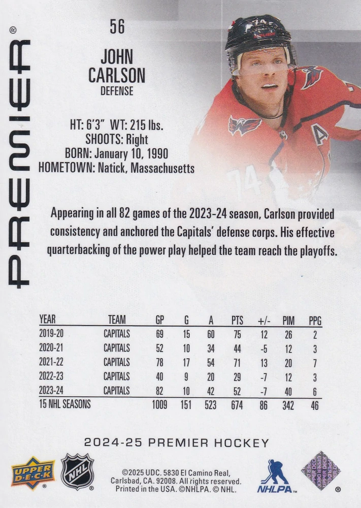 2024-25 UD Premier - John Carslon /299 #56