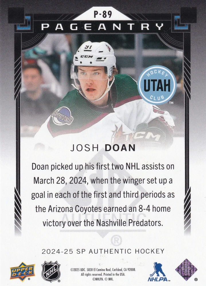 2024-25 UD SP Authentic - Josh Doan - Pageantry #P-89